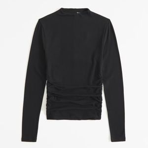 Abercrombie & Fitch Long-Sleeve Cotton-Blend Seamless Fabric Mockneck Top
